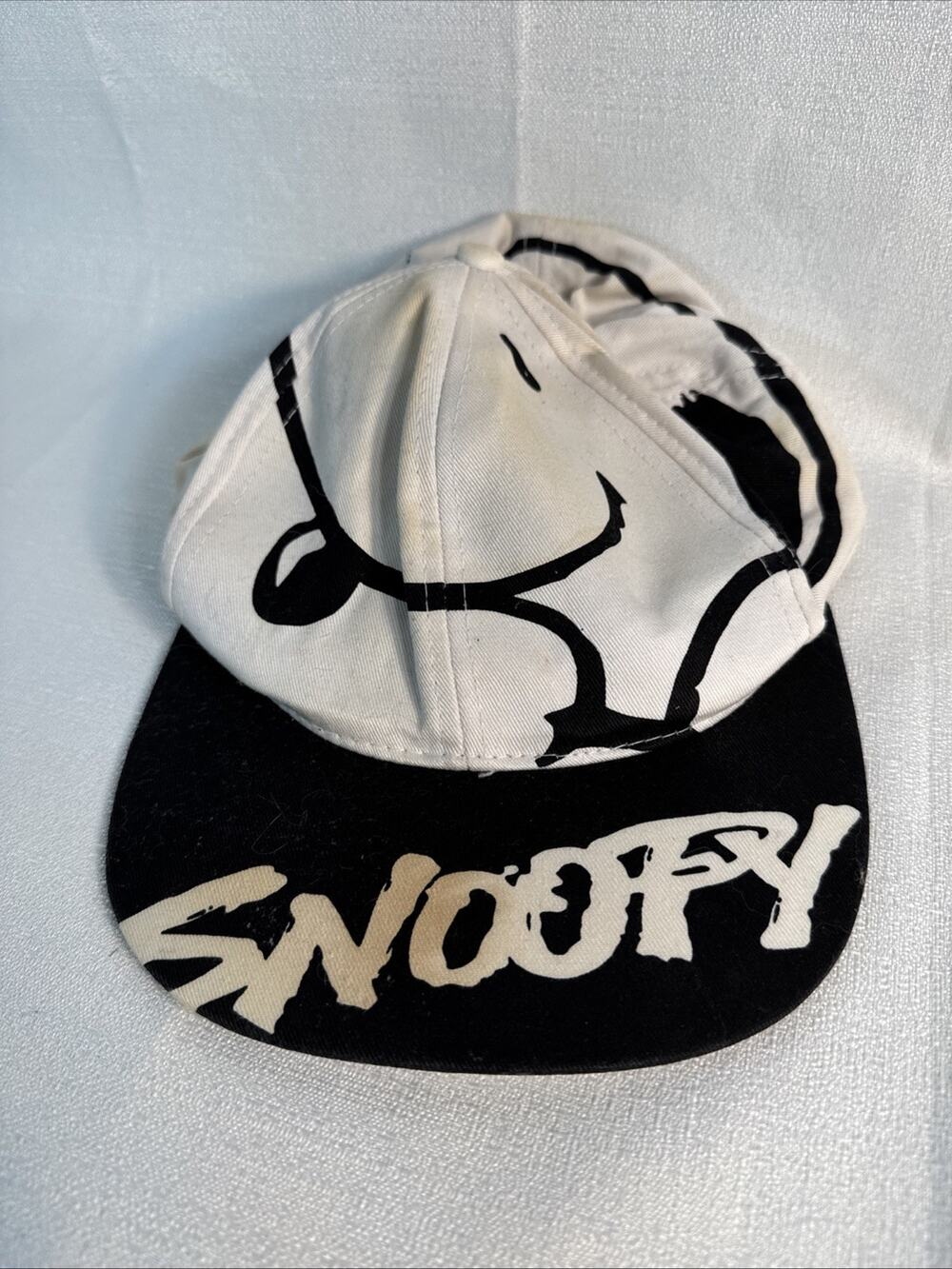Peanuts Snoopy With Woodstock White &black Snapback Hat 90s-UFS-Fair Condition